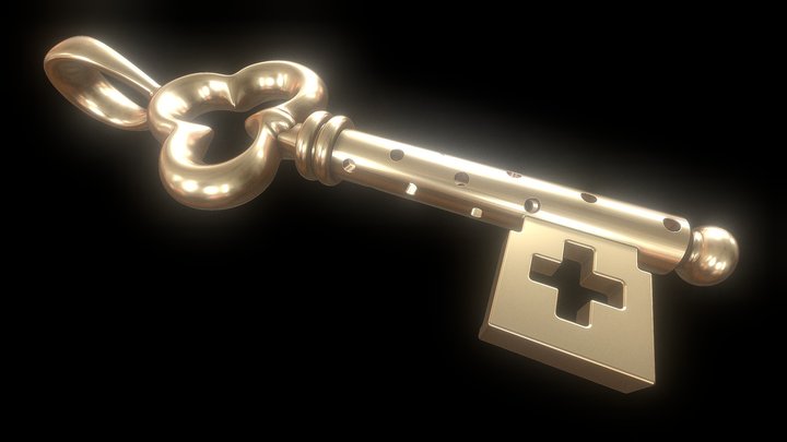 Antique key pendant 3D Model