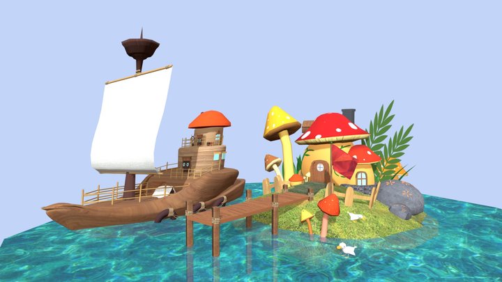Mushroom Little Island 3D Model