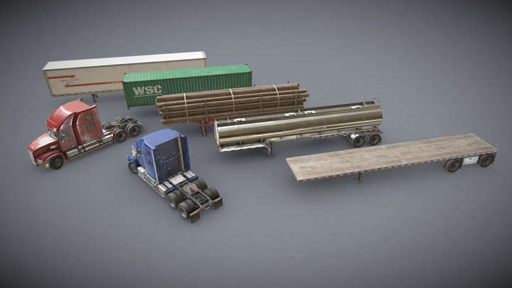 Semi Truck Collection - Low Poly 3D Model