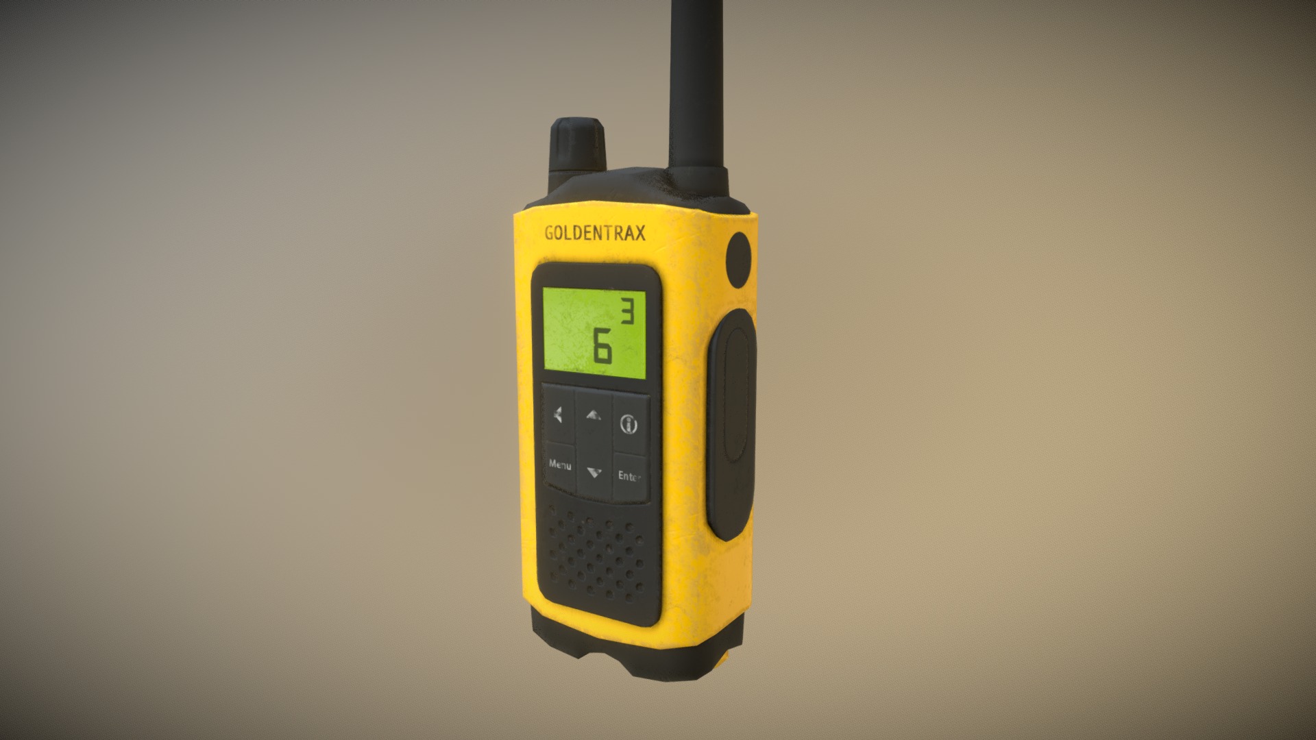 3D model Realistic Handheld Portable Radio - This is a 3D model of the Realistic Handheld Portable Radio. The 3D model is about a yellow and black corded phone.
