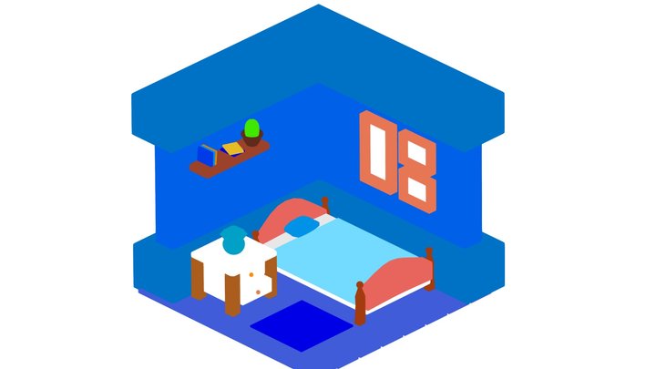 isometric bedroom 3D Model