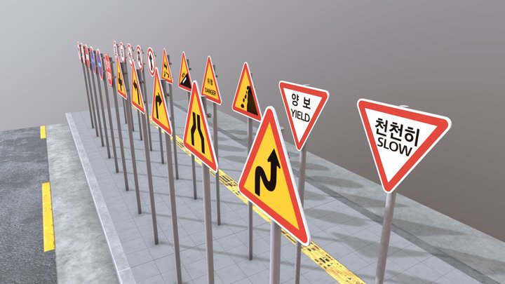Korean traffic signs(South Korea) 3D Model