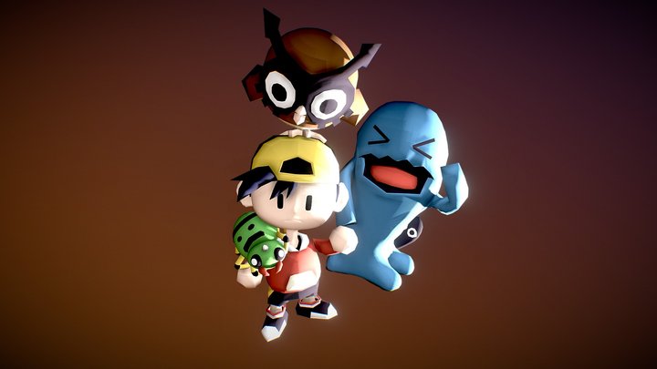Pokemon Crystal GBC style models 3D Model