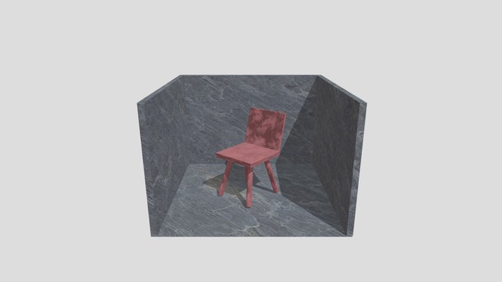 Stenrum med sammetsstol 3D Model