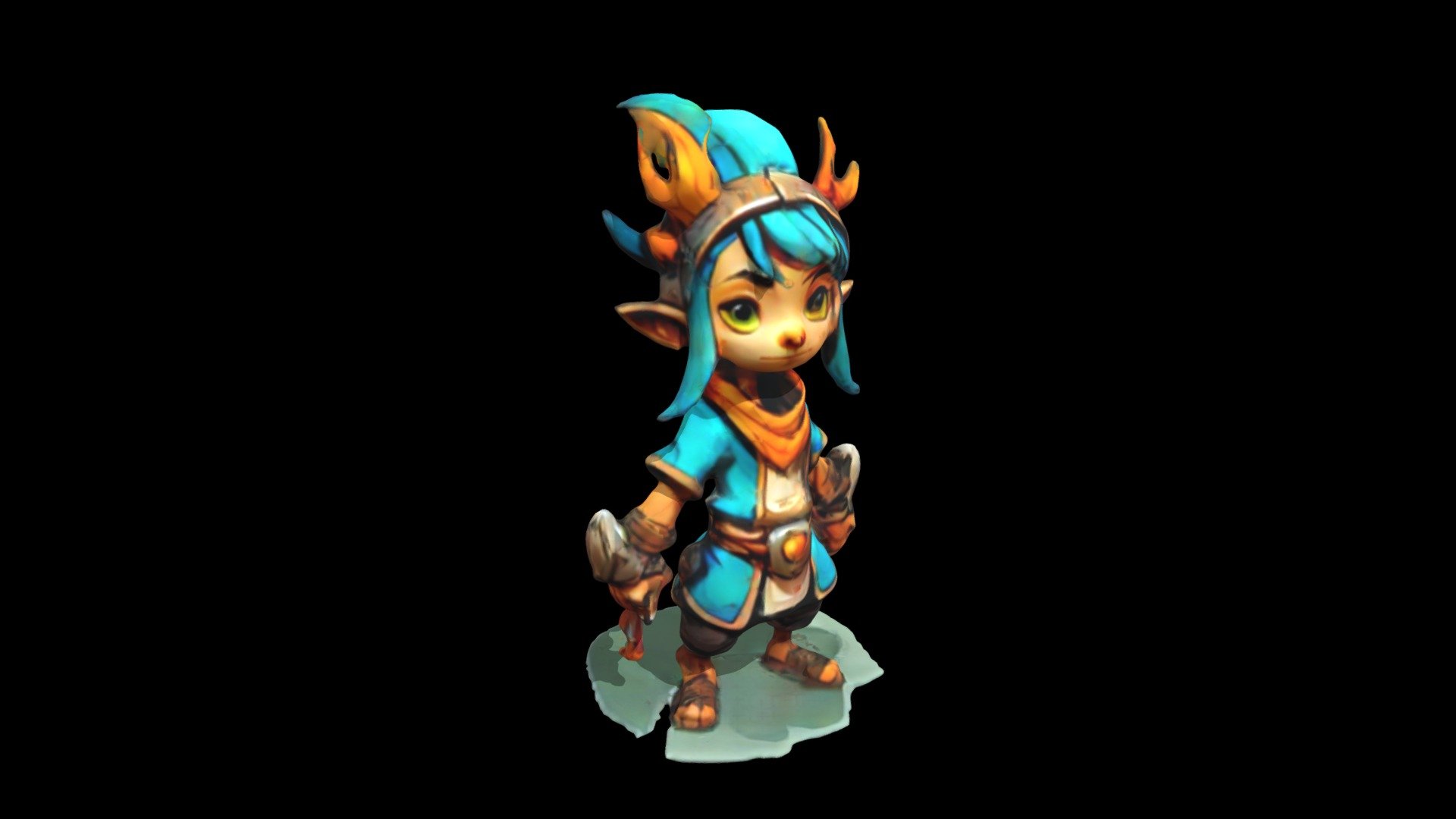 a cartoon character with blue hair and horns - Download Free 3D model ...