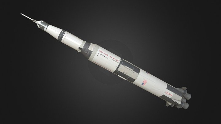 NASA Saturn V Spacecraft Rocket PBR 3D Model