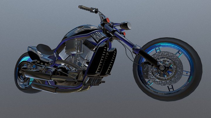 Harley Davidson Custom Black Thunder 3D Model
