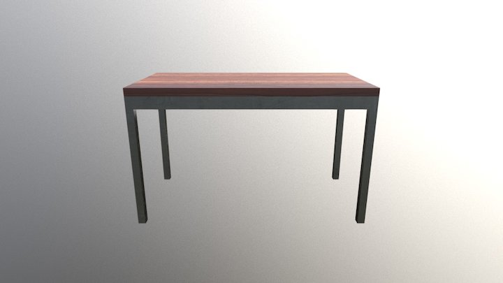 Table 3 - Wooden Table Metal Legs 3D Model