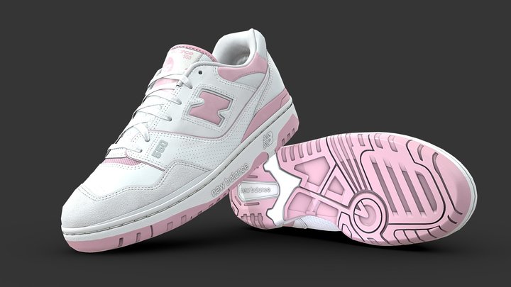 New Balance 550 Suede Pink Optimised Shoe 3D Model