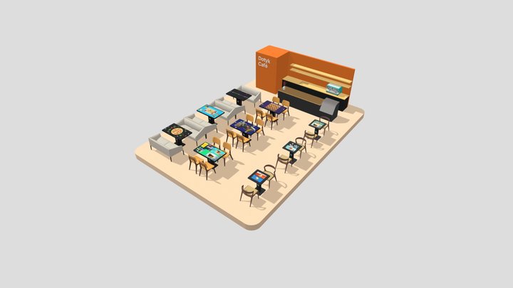 9 tables cafe 3D Model