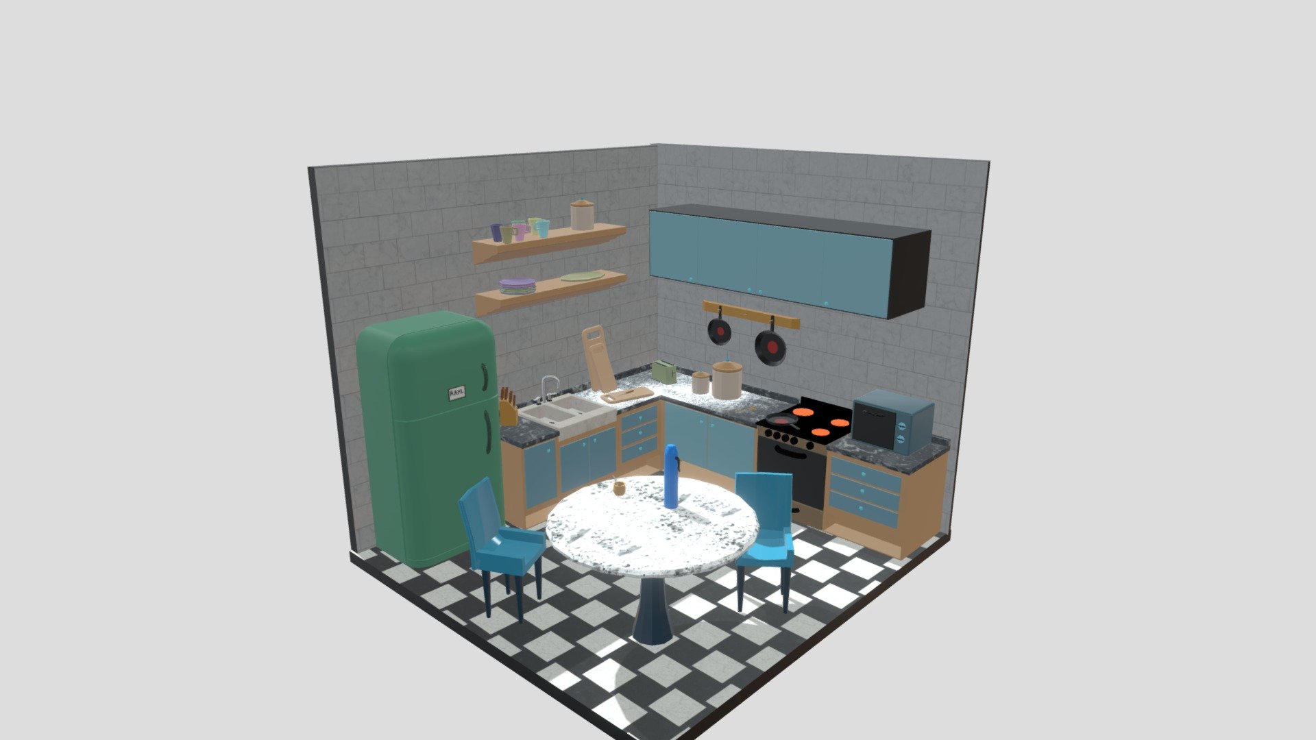 Kitchen Diorama 3D 3D model by lautarolajmanovich [5ea7445] Sketchfab