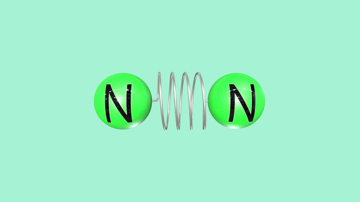 3D molecular model of Nitrogen (N2) 3D Model