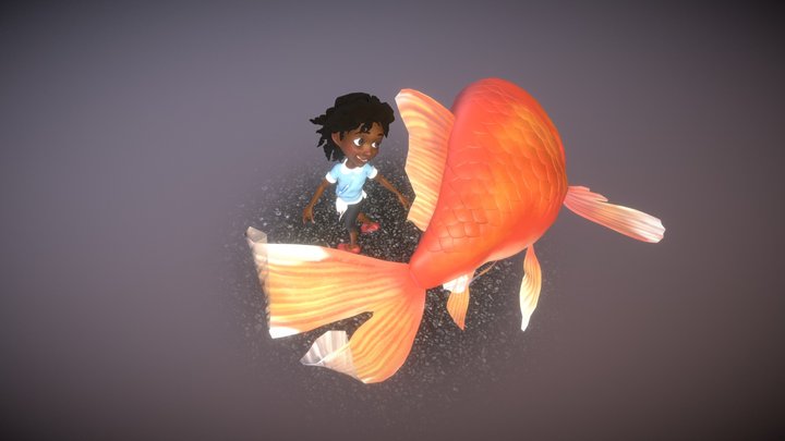 Girl & Fish 3D Model