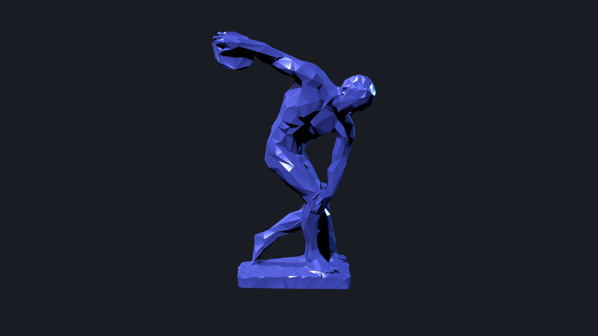 3D model Polygonal Discobolus Statue – LowPoly - This is a 3D model of the Polygonal Discobolus Statue - LowPoly. The 3D model is about a blue sculpture of a person.