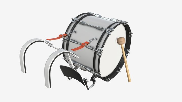 Marching Bass Drum with Carrier 18x10 3D Model