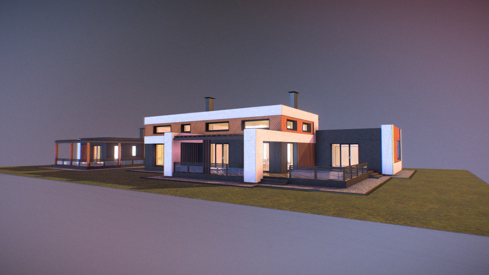 Modern residense design - high-tech — Sketchfab embed 3D viewer
