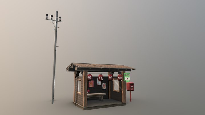 Kyoto Cityscene: Bus Stop 3D Model