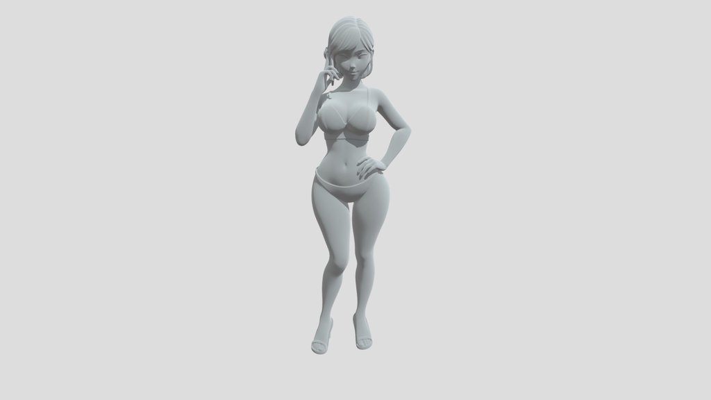 Low-poly 3D female semi-realistic