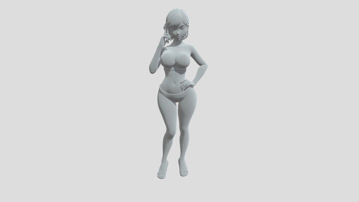 Low-poly 3D female semi-realistic 3D Model