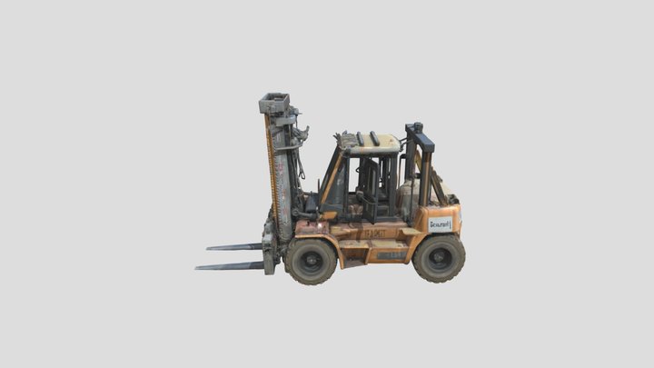 Forklift on Construction Site 3D Model