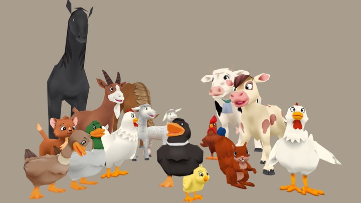 Farm Animals 3D Model