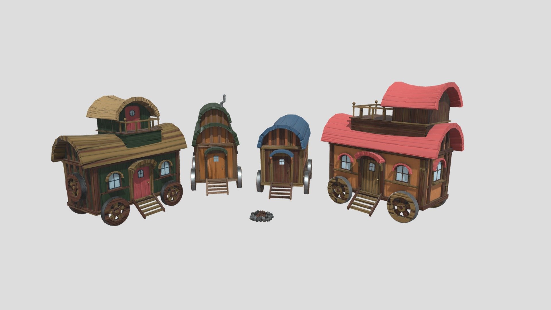 Caravan Village - Download Free 3D model by Ander Artola (@artola3d ...