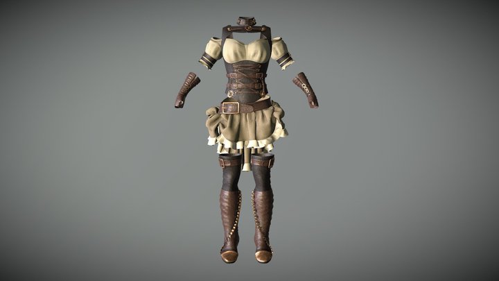 SteamPunk Female Armor 3D Model