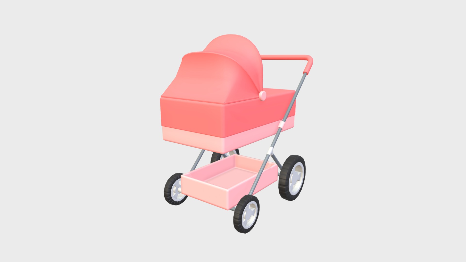 3D model Pram - This is a 3D model of the Pram. The 3D model is about a red lawn chair.