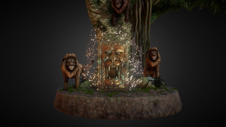Lion's Den Metal Door FullScene 3D Model