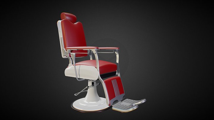 Barber Chair Retro V001 3D Model