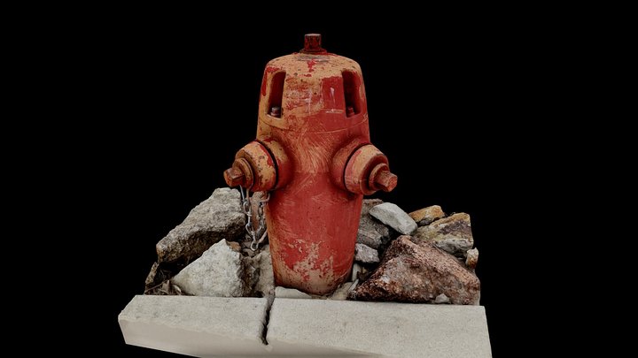 Fire Hydrant, Red Overpainted 02A 3D Model