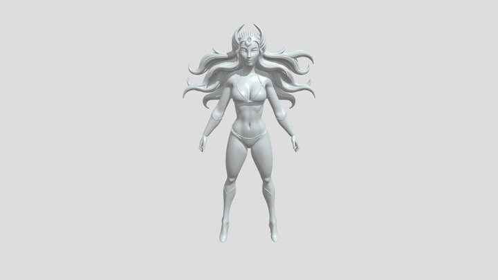 Female superhero in white costume and cape 3D Model