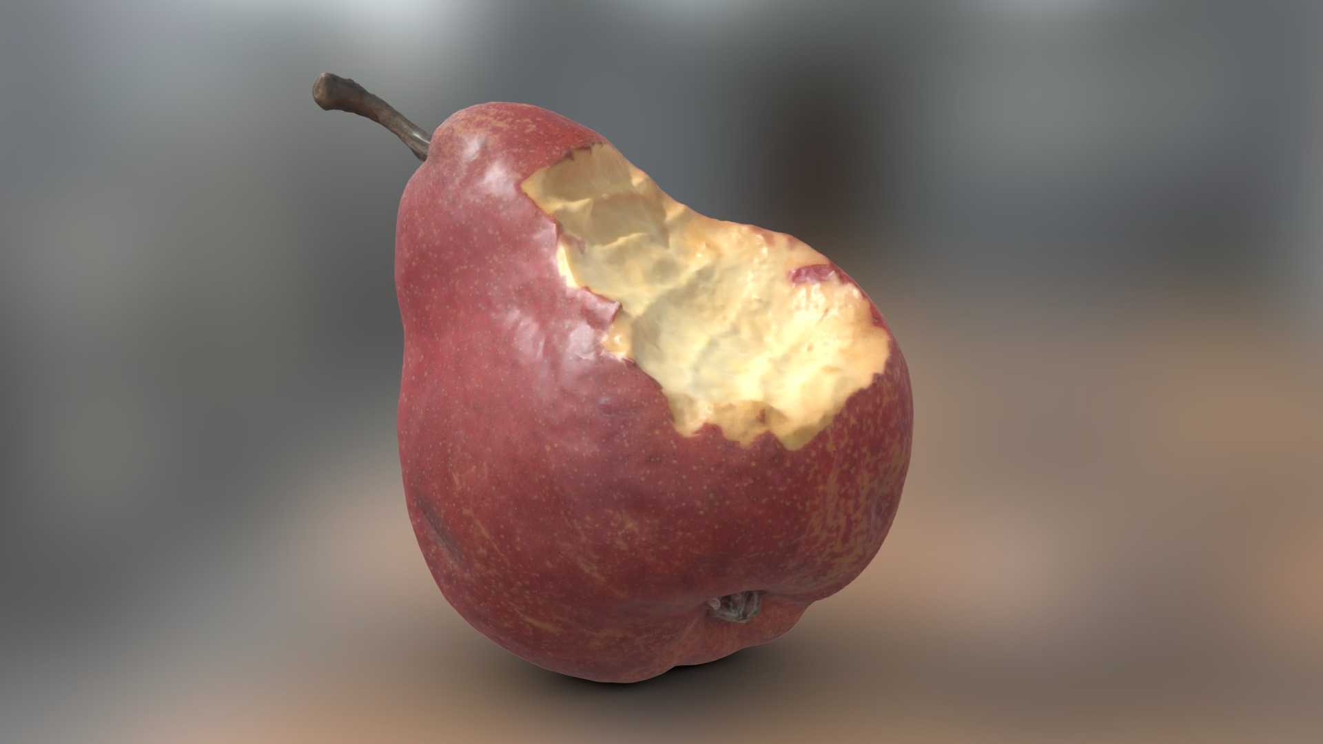 3D model Pear.Bitten - This is a 3D model of the Pear.Bitten. The 3D model is about a fruit with a stem.