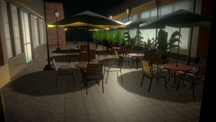 Restaurant Street 3D Model