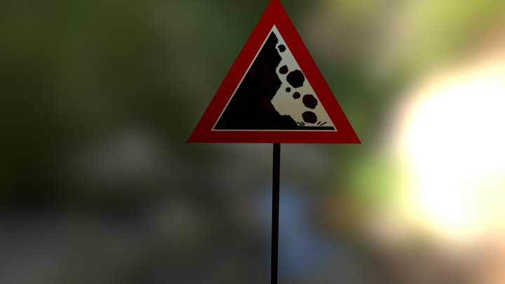 Warning Sign - Falling Rocks 3D Model