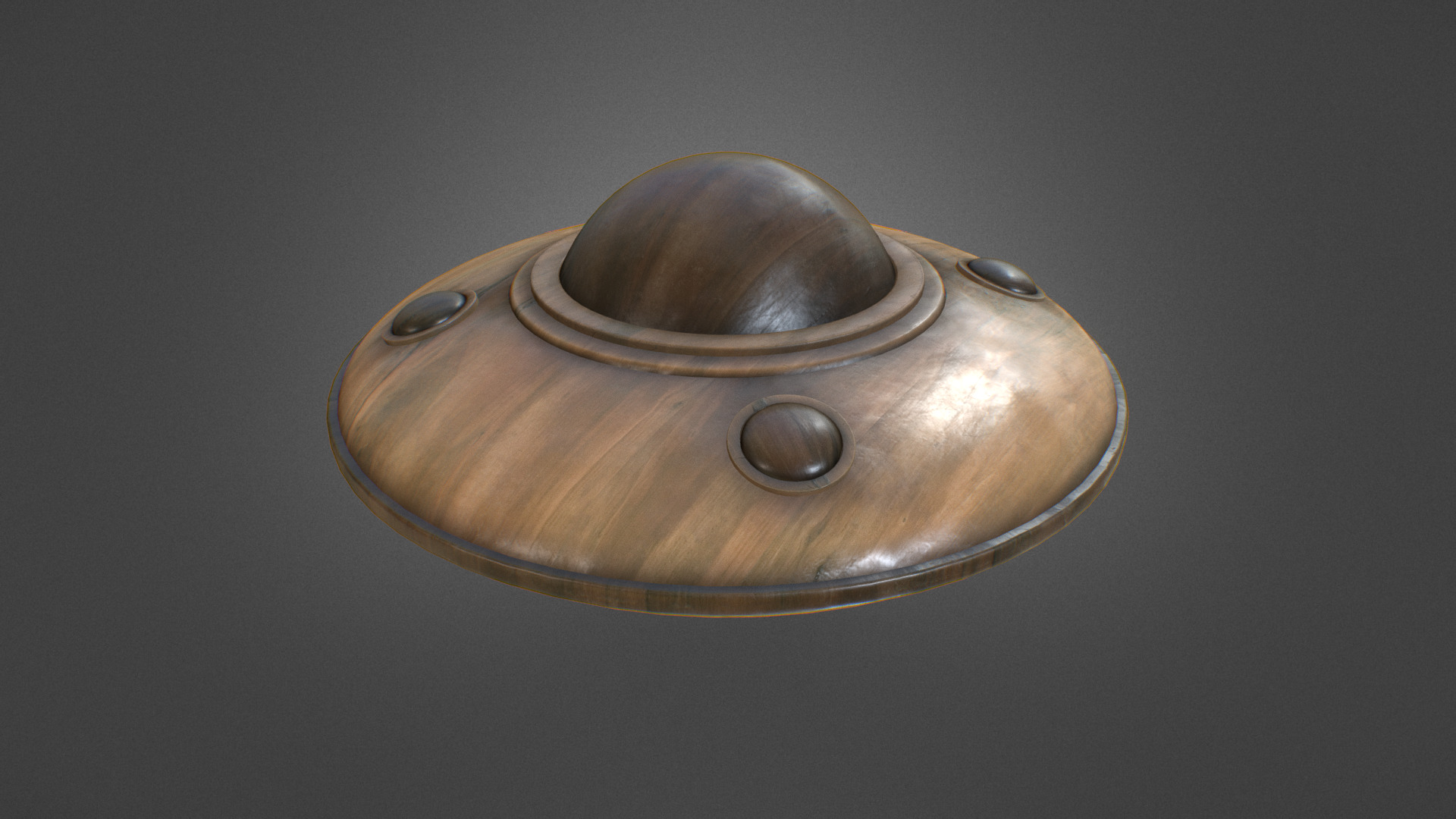 3D model Wooden UFO Toy - This is a 3D model of the Wooden UFO Toy. The 3D model is about a wooden object with a handle.