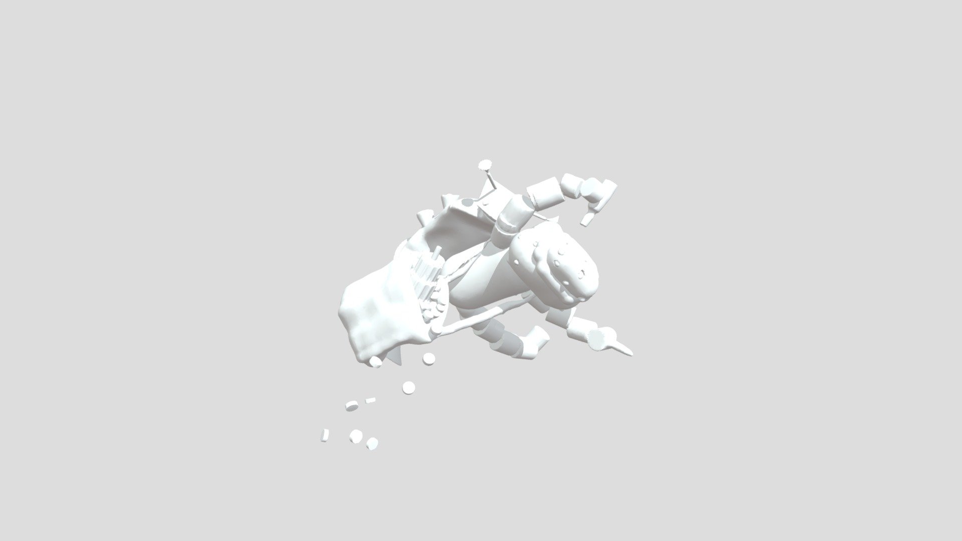 Low Poly Robot On Scooter