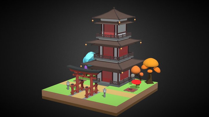 Lowpoly Scene—— Ancient Tower – Modello 3D gratuito STL
