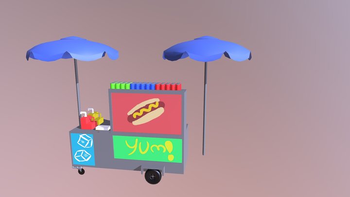 Hot Dog Cart 3D Model