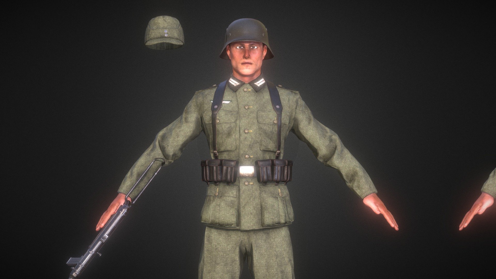 cartoon german soldier with gun