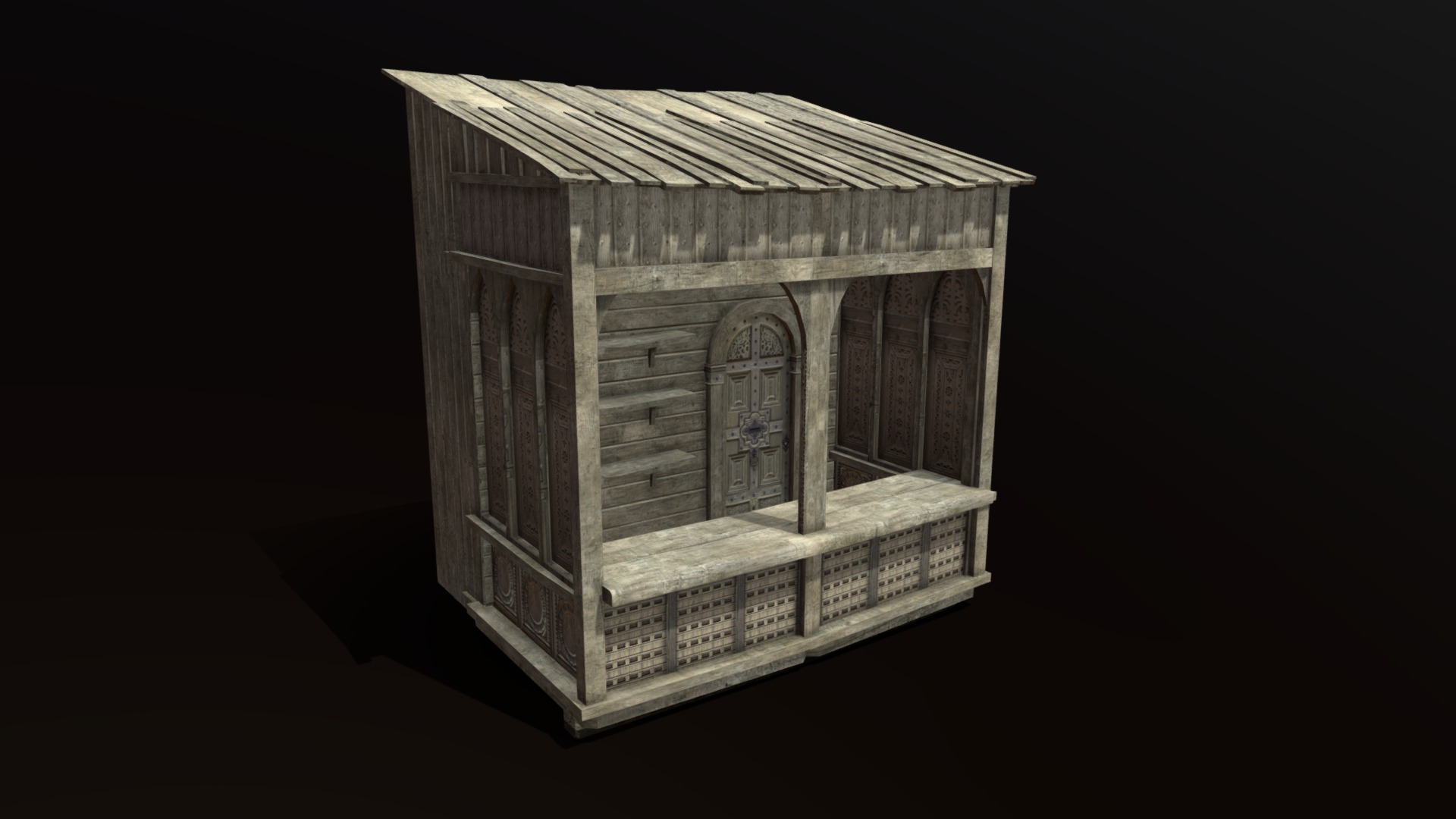 3D model House Merchant - This is a 3D model of the House Merchant. The 3D model is about a small wooden house.