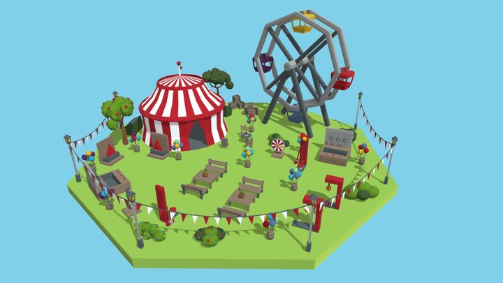 Low Poly Carnival 3D Model