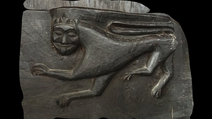 Carved wood beast misericord, Ulcombe Church 3D Model