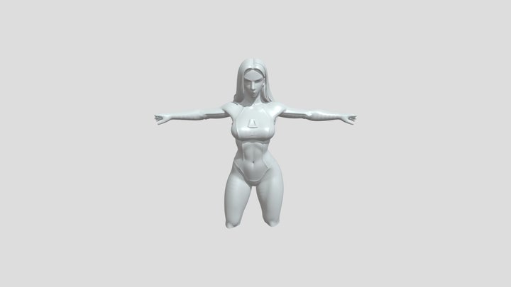 Woman in blue and white bodysuit 3D Model