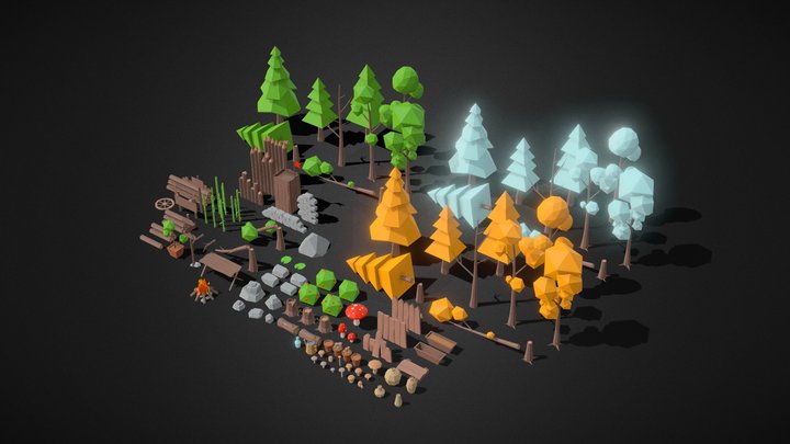 Lowpoly Nature Bundle 3D Model