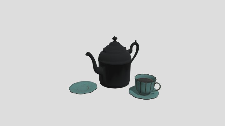 Винтажный чайный набор PBR 3D Model