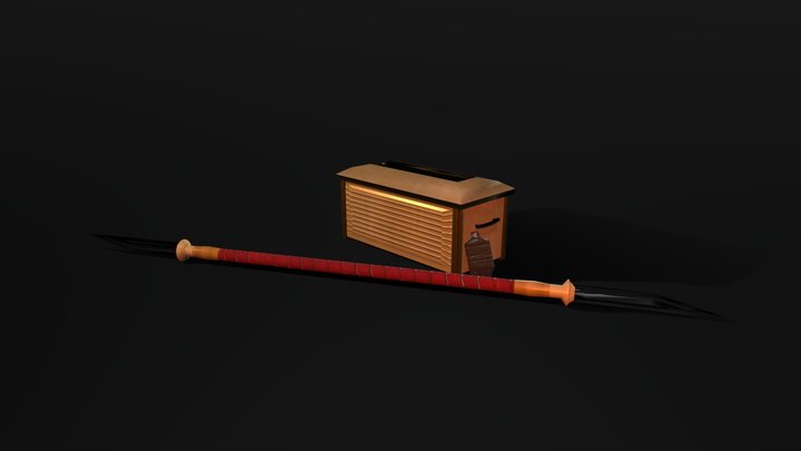 Weapon, Chest, and Bottle 3D Model