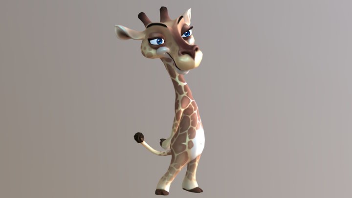 Jungle Animal: Cartoon Giraffe 3D Model