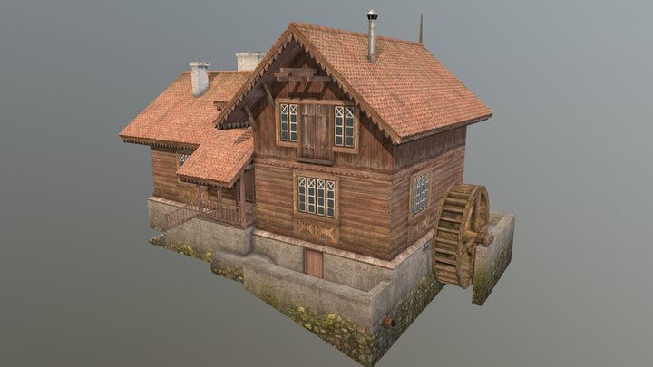 A water mill 3D Model
