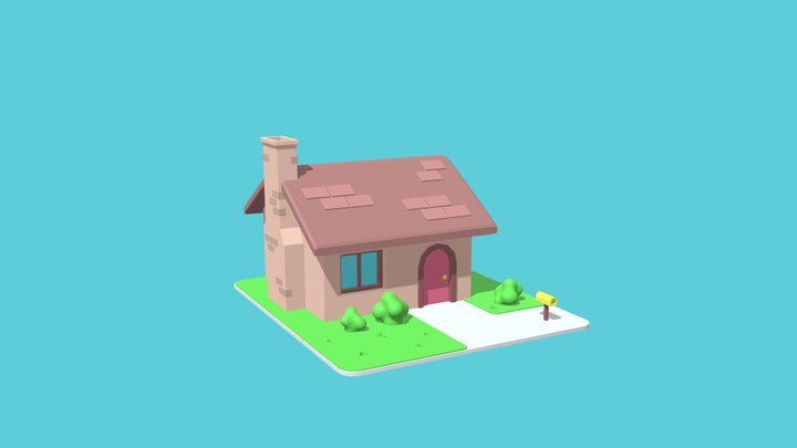 Lowpoly Cartoon House 3D Model